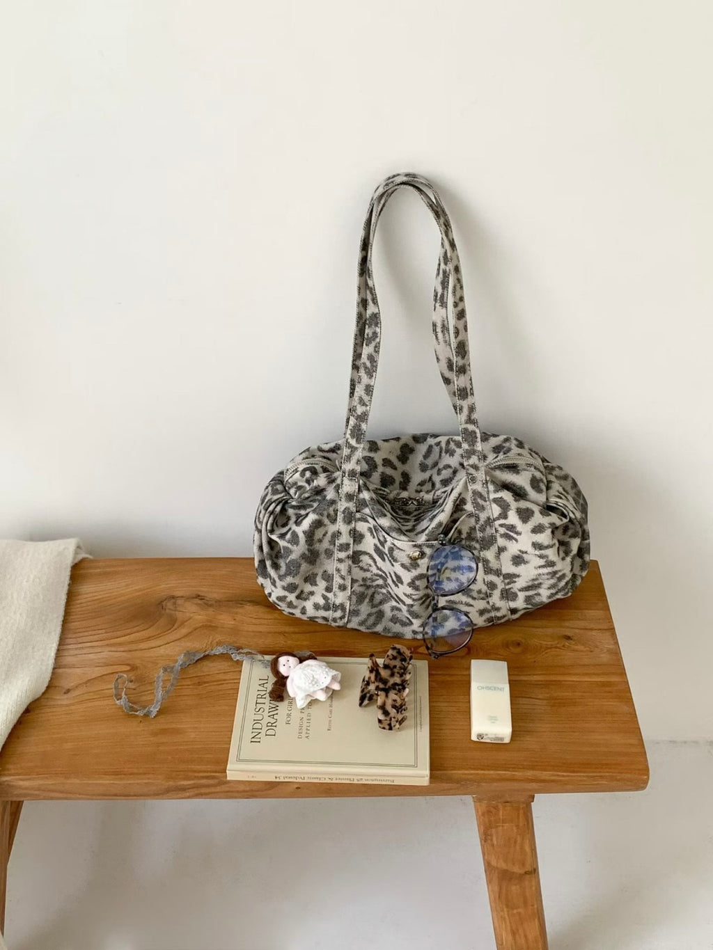 ANNA AMMONS Brooklyn Leopard Print Canvas Tote - Large Capacity Shoulder Bag