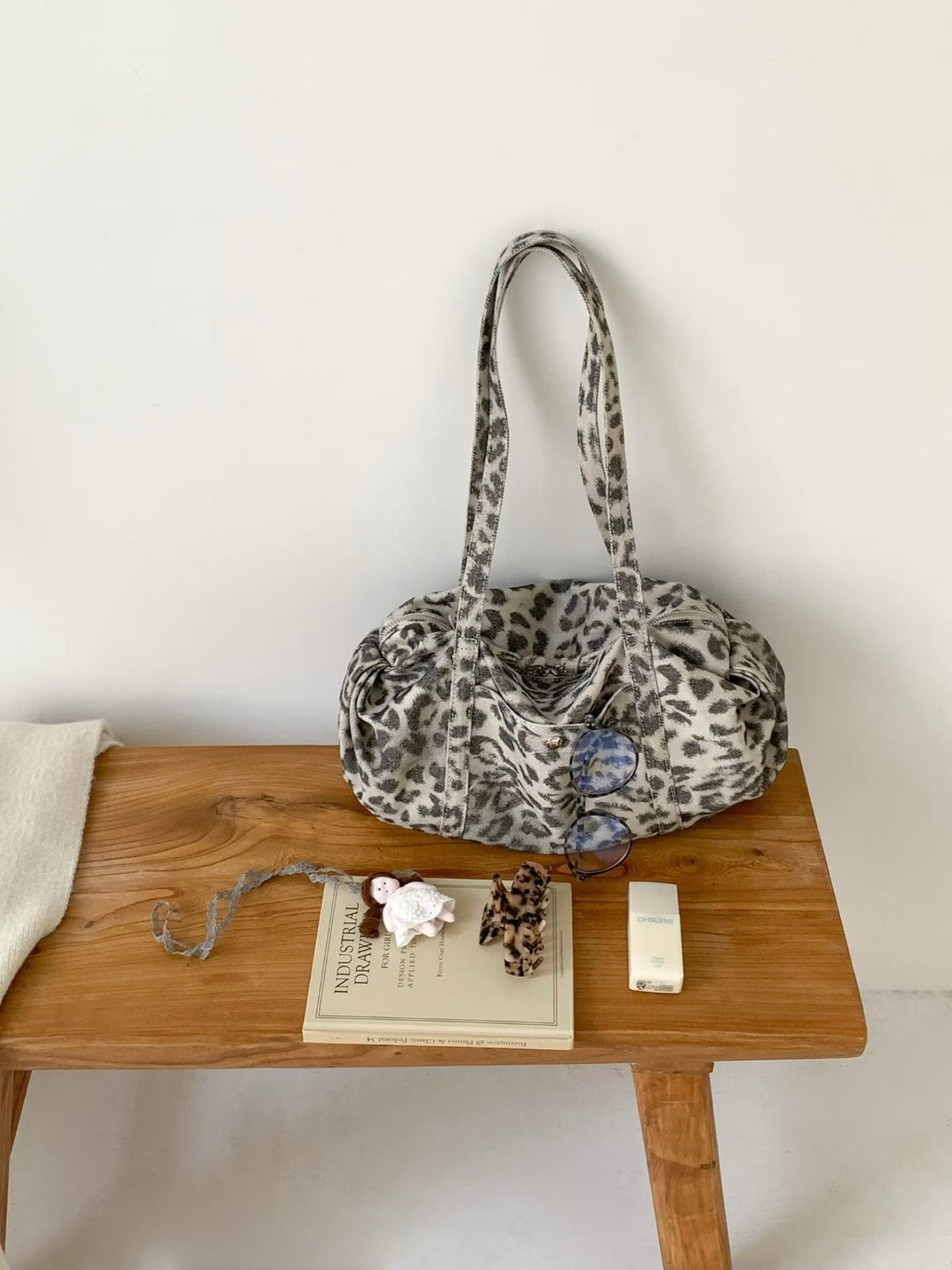 ANNA AMMONS Brooklyn Leopard Print Canvas Tote - Large Capacity Shoulder Bag
