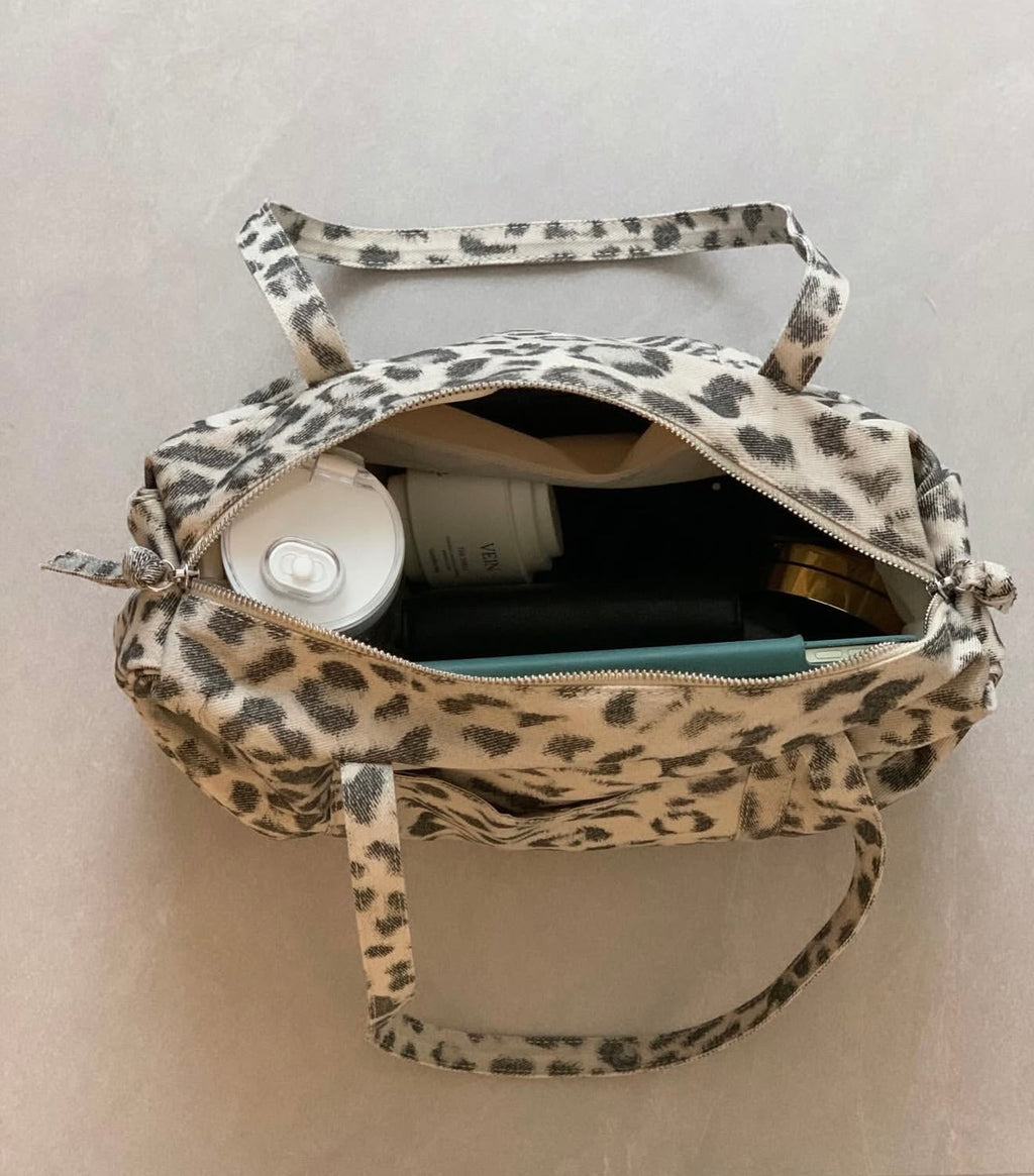 ANNA AMMONS Brooklyn Leopard Print Canvas Tote - Large Capacity Shoulder Bag