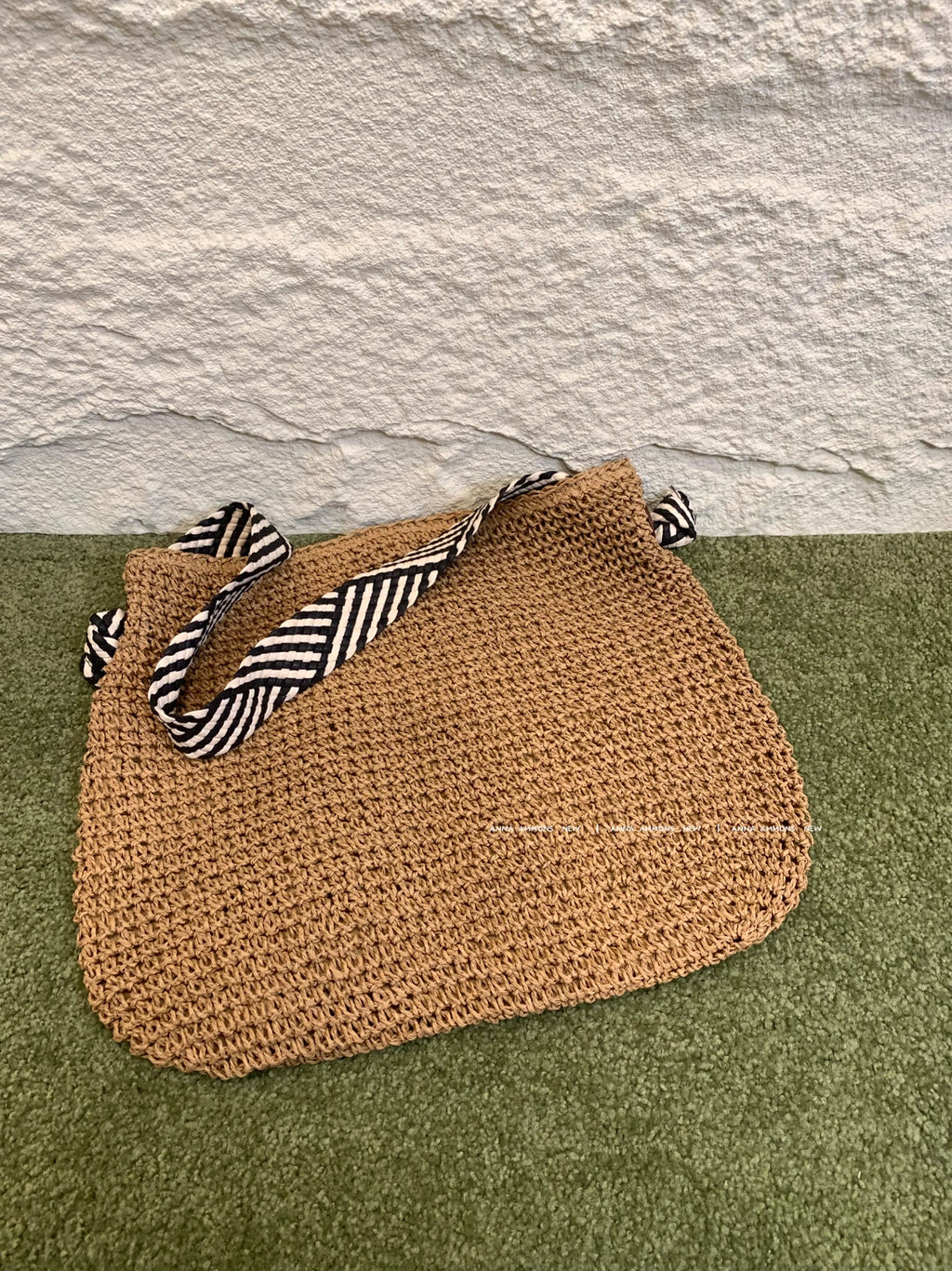 ANNA AMMONS Handwoven Straw Tote Bag - Retro Artisanal Summer Shoulder Bag