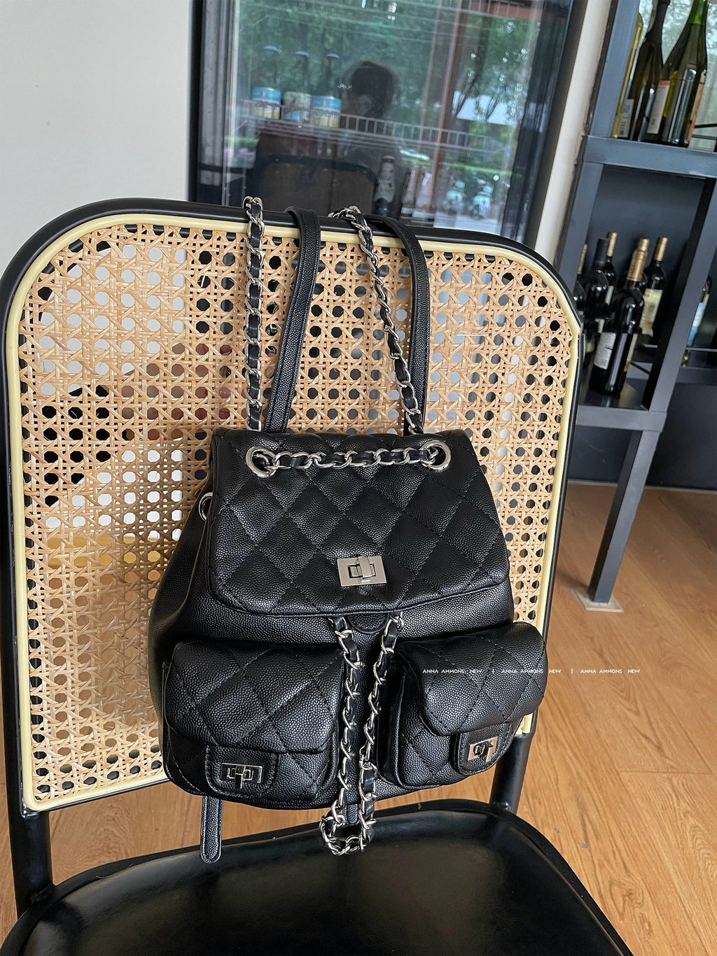 ANNA AMMONS "City Walk" Quilted Mini Backpack - Elegant Multi-Pocket Chain Bag