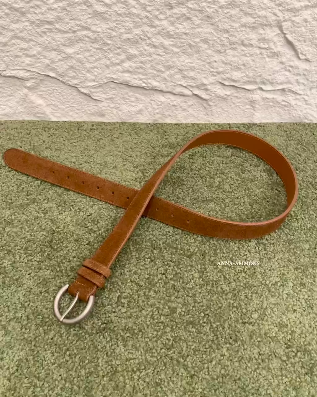 ANNA AMMONS Vintage Genuine Nubuck Leather Belt - Premium Matte Cowhide Waistband