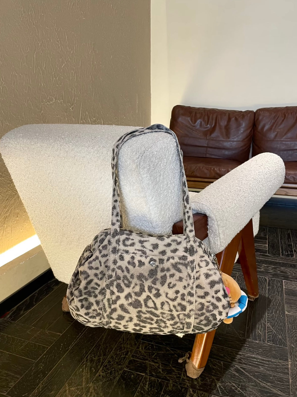ANNA AMMONS Brooklyn Leopard Print Canvas Tote - Large Capacity Shoulder Bag