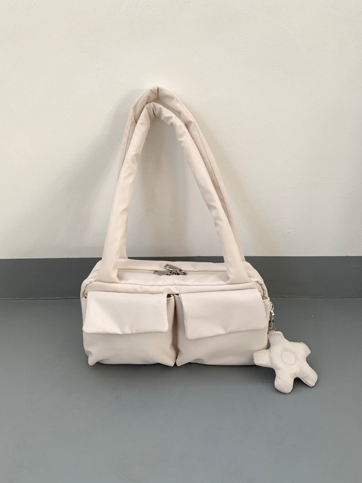 ANNA AMMONS Large Multi-Pocket Nylon Tote - Lightweight Quilted Puffy Shoulder Bag