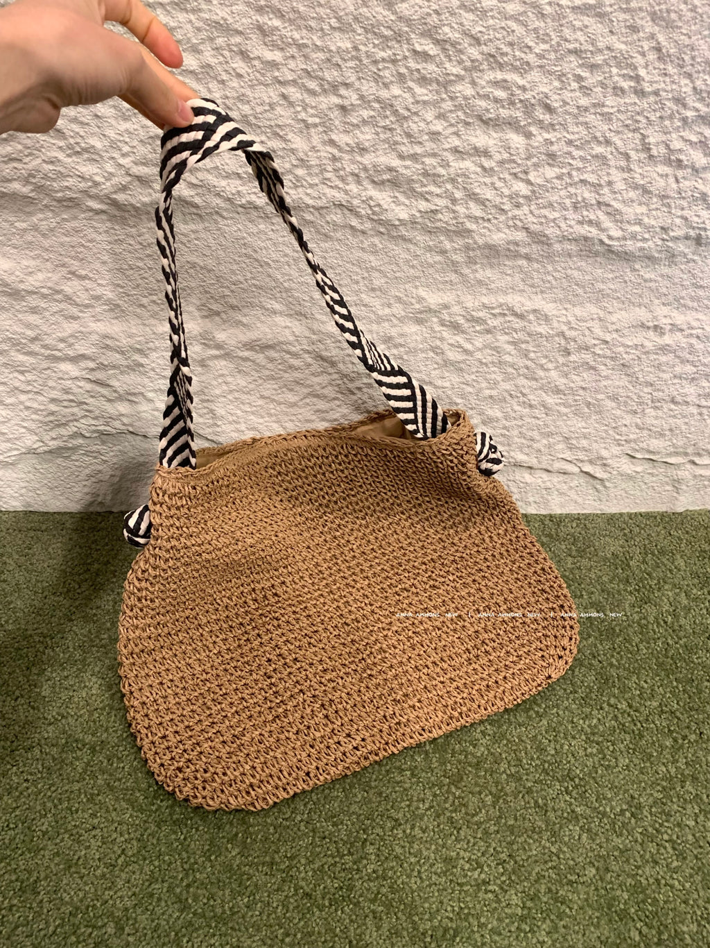 ANNA AMMONS Handwoven Straw Tote Bag - Retro Artisanal Summer Shoulder Bag