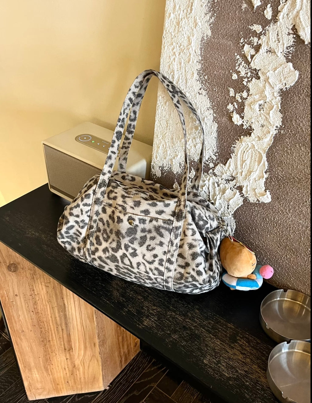 ANNA AMMONS Brooklyn Leopard Print Canvas Tote - Large Capacity Shoulder Bag